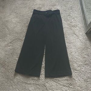 Express Black Casual Wide-Leg Trousers 12 Short